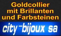 Goldcollier mit Brillanten und Farbsteinen